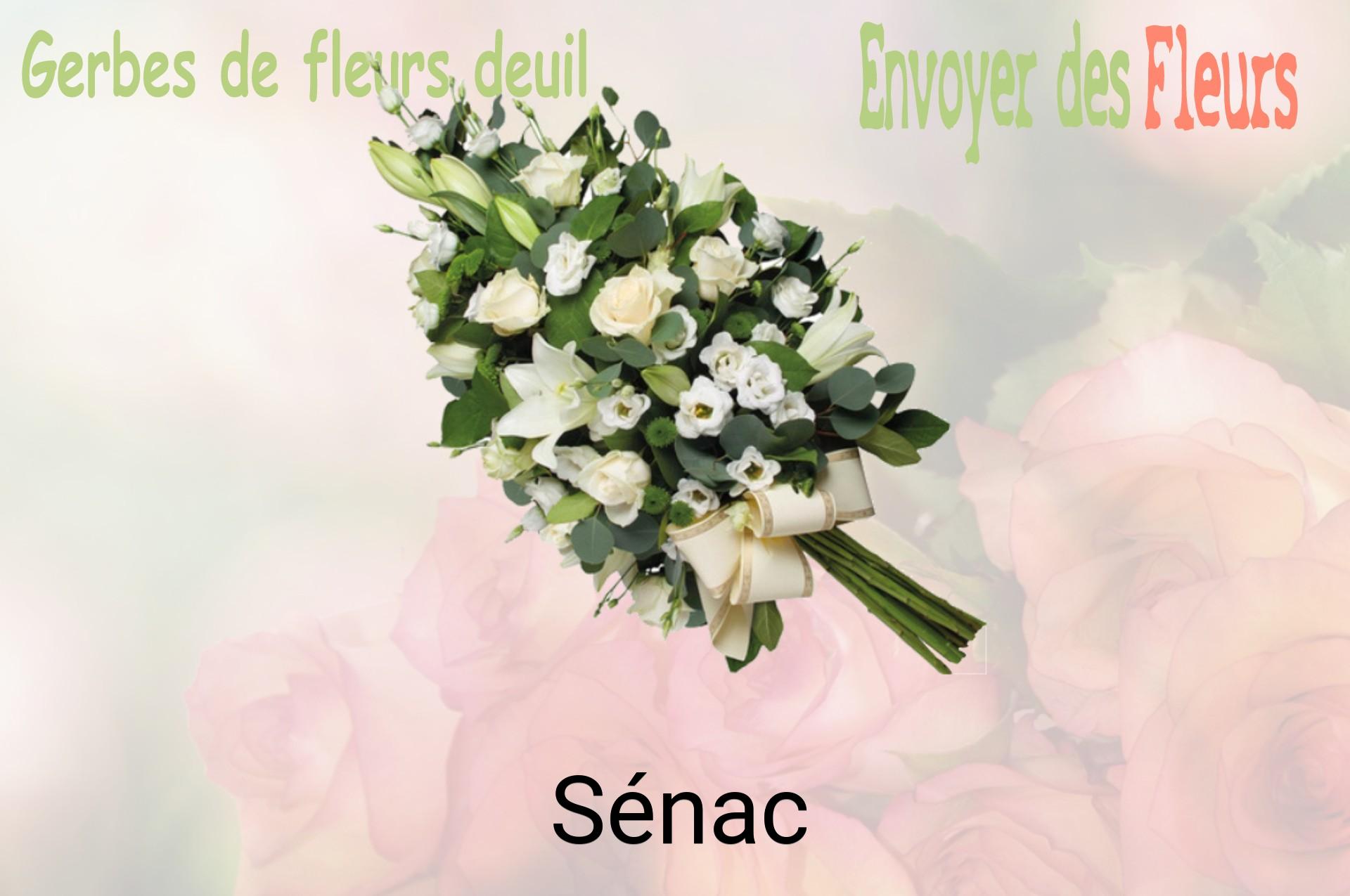 Gerbe de fleurs de deuil livrée à Sénac